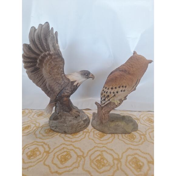 Royal Heritage Eagle & Owl Figurines – Porcelain Birds of Prey Sculpture Set - Picture 3 of 6